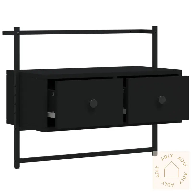 Tv-Benk Veggmontert Svart 60,5X30X51 Cm Konstruert Tre