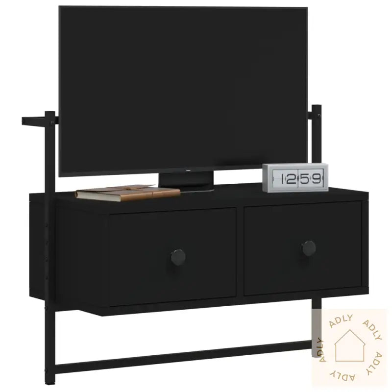 Tv-Benk Veggmontert Svart 60,5X30X51 Cm Konstruert Tre