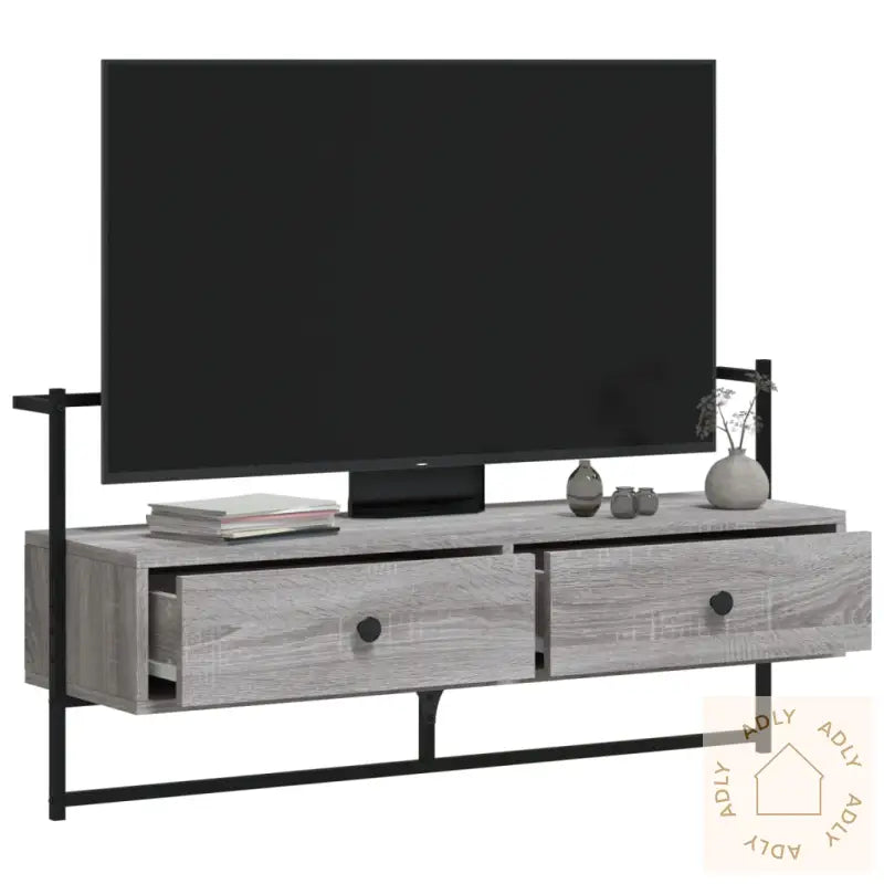 Tv-Benk Veggmontert Grå Sonoma 100,5X30X51 Cm Konstruert Tre