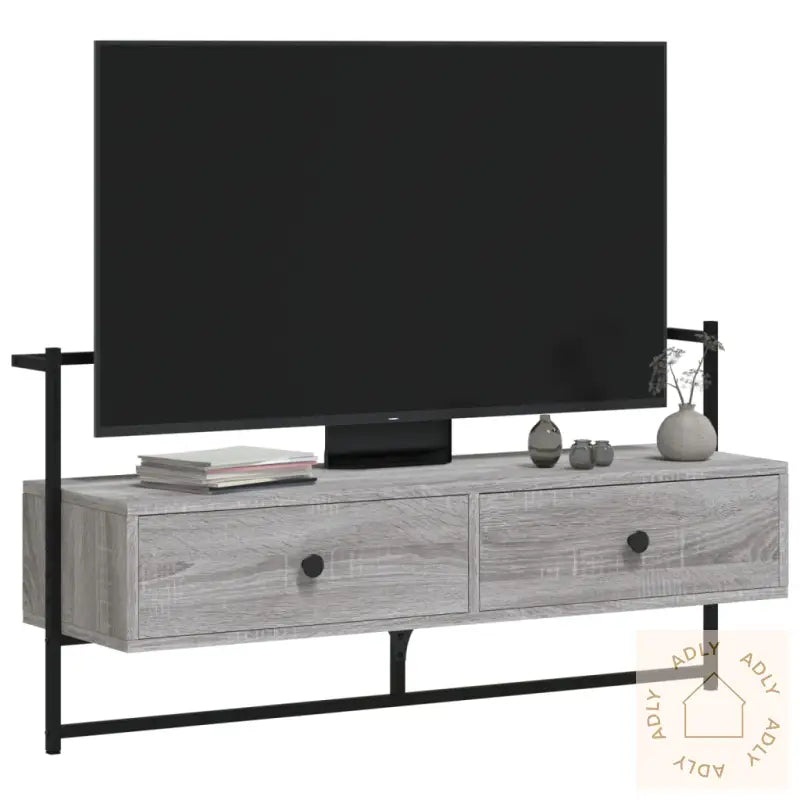 Tv-Benk Veggmontert Grå Sonoma 100,5X30X51 Cm Konstruert Tre