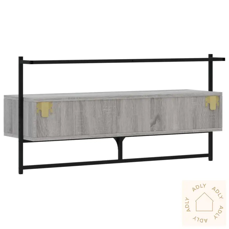 Tv-Benk Veggmontert Grå Sonoma 100,5X30X51 Cm Konstruert Tre