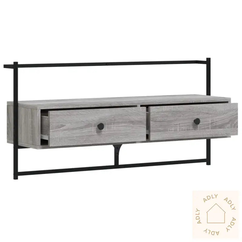 Tv-Benk Veggmontert Grå Sonoma 100,5X30X51 Cm Konstruert Tre