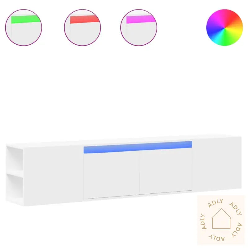 Vegghengt Tv-Benk Med Led Hvit 180X31X39,5 Cm