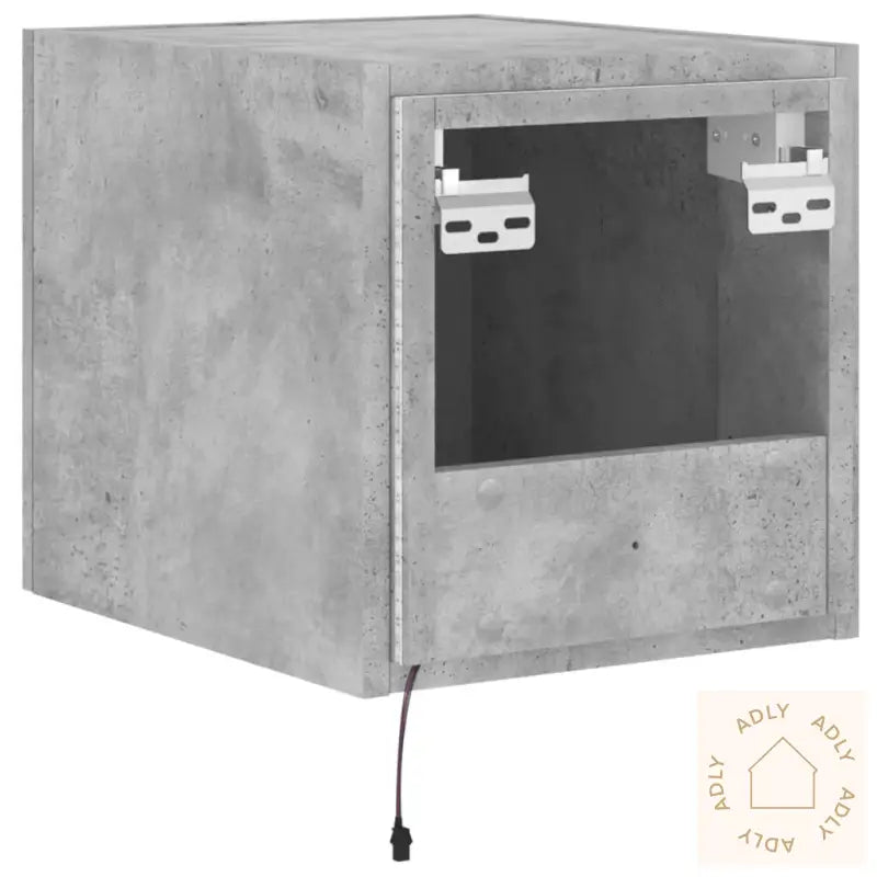 Vegghengt Tv-Benk Med Led-Lys Betonggrå 30,5X35X30 Cm