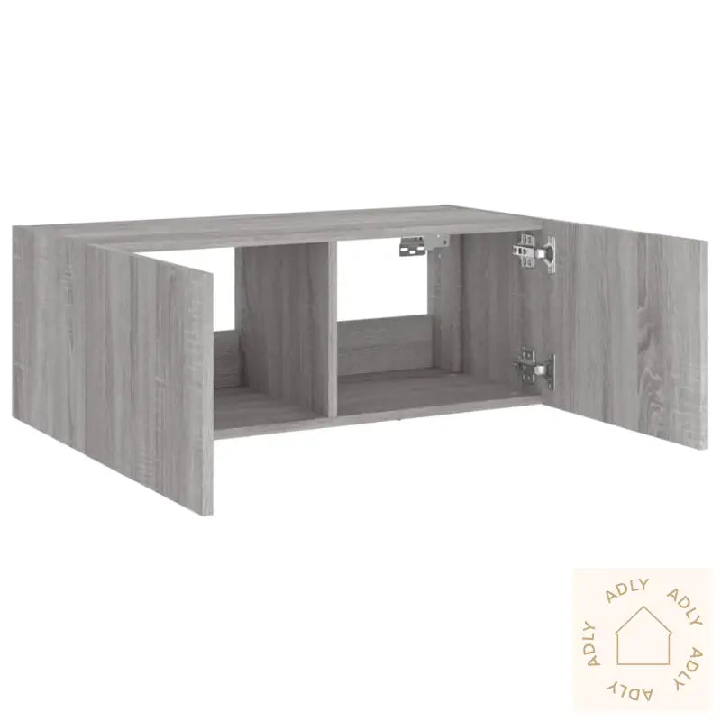 Vegghengt Tv-Benk Med Led Grå Sonoma 80X35X31 Cm