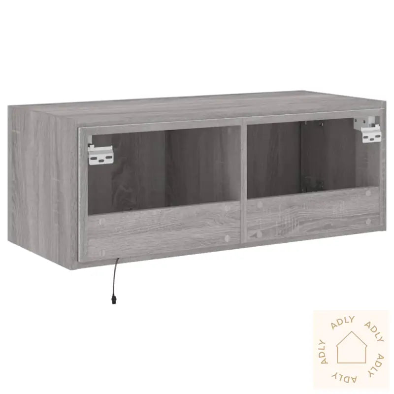 Vegghengt Tv-Benk Med Led Grå Sonoma 80X35X31 Cm