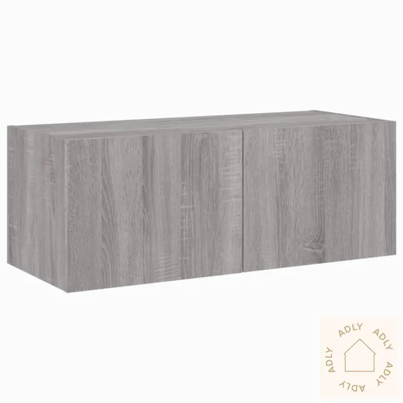 Vegghengt Tv-Benk Med Led Grå Sonoma 80X35X31 Cm