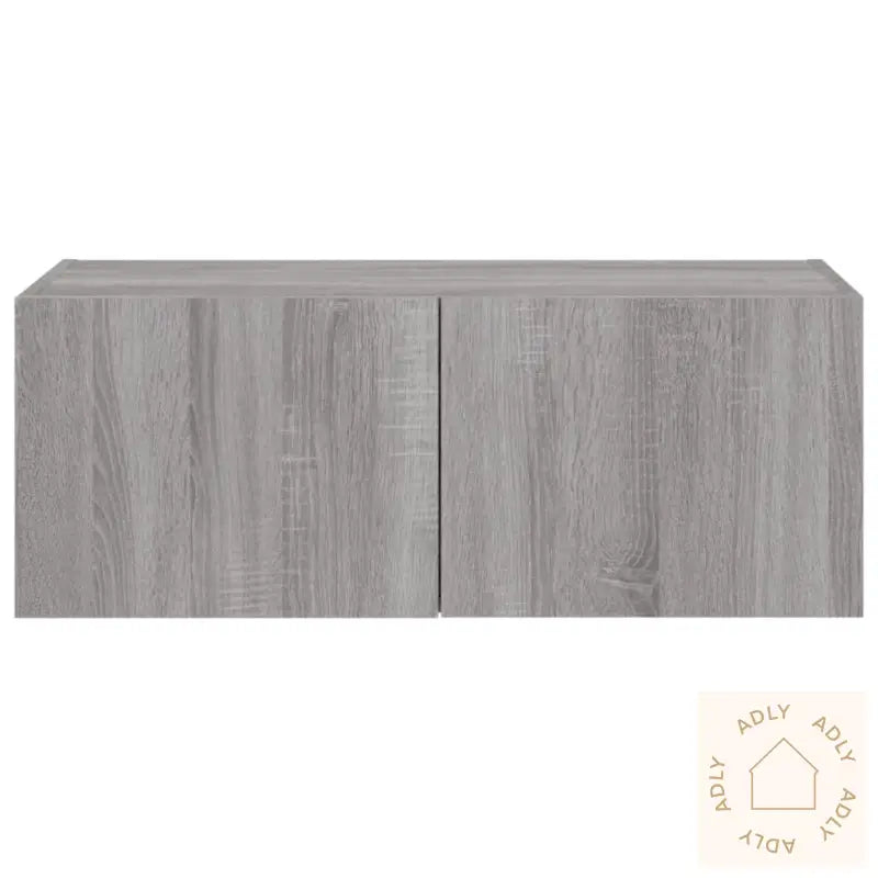 Vegghengt Tv-Benk Med Led Grå Sonoma 80X35X31 Cm