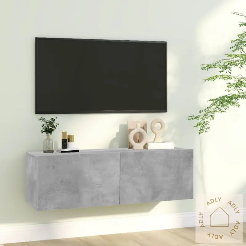 Tv-Benk Betonggrå 100X30X30 Cm Konstruert Tre