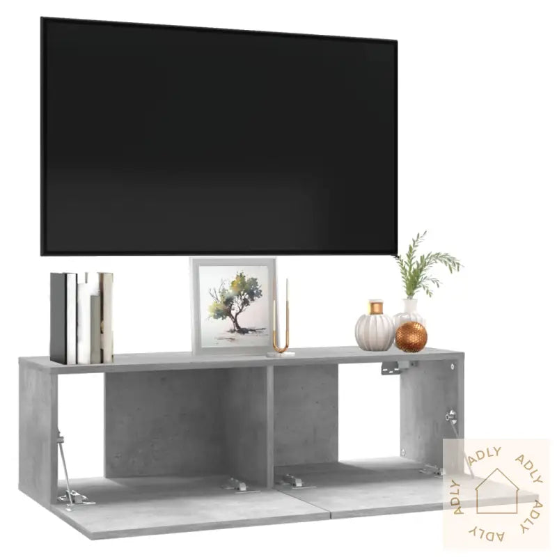 Tv-Benk Betonggrå 100X30X30 Cm Konstruert Tre