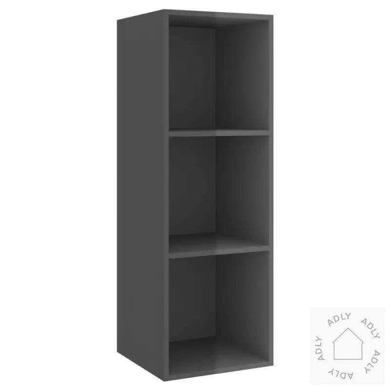 Tv-Benksett 3 Deler Høyglans Grå Konstruert Tre