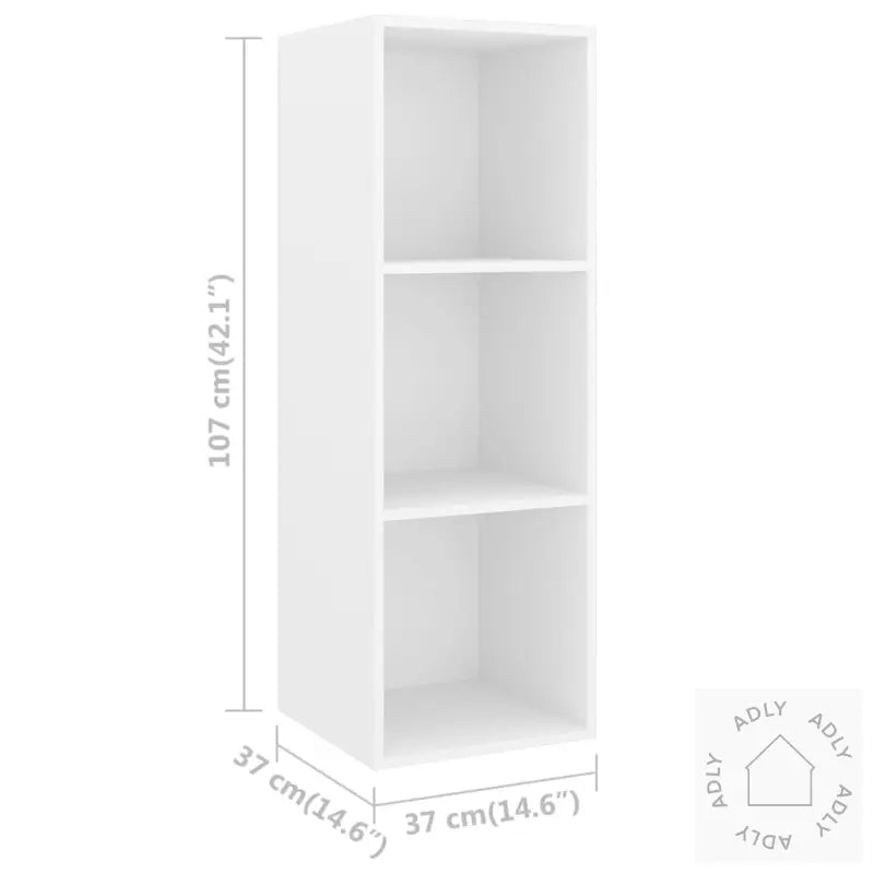 Tv-Benksett 3 Deler Hvit Konstruert Tre