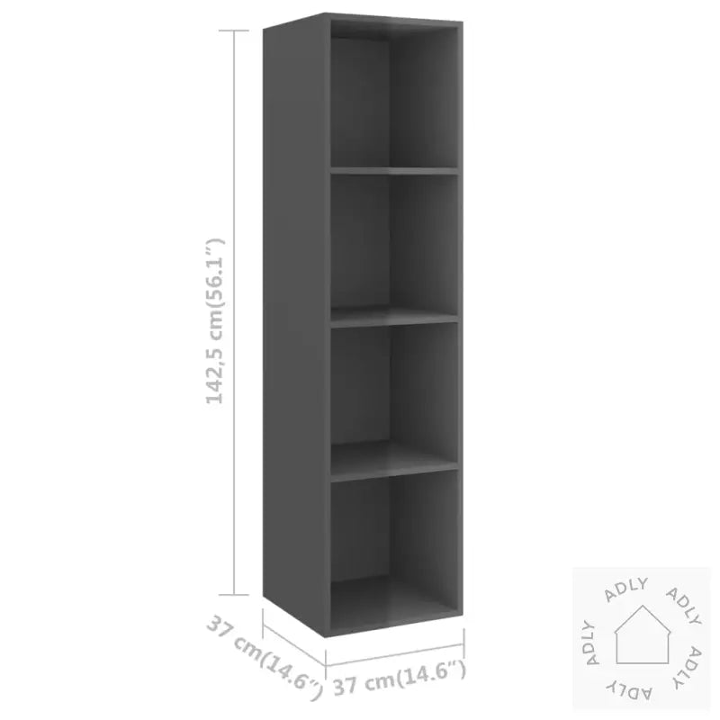 Tv-Benksett 3 Deler Høyglans Grå Konstruert Tre