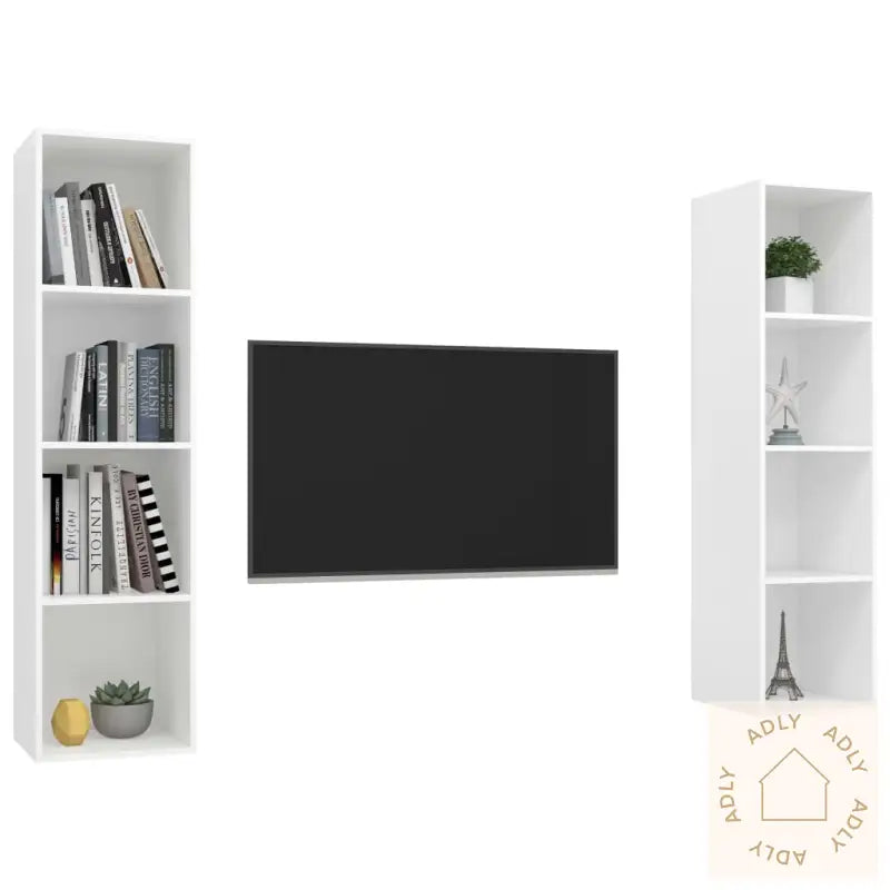 Vegghengte Tv-Benker 2 Stk Hvit Konstruert Tre