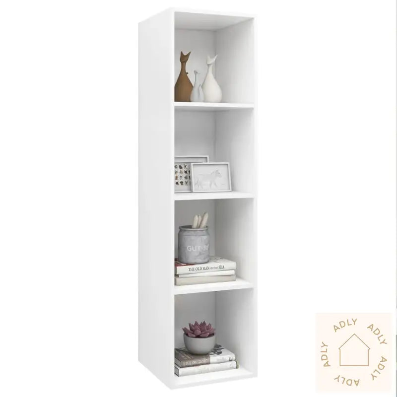 Vegghengt Tv-Benk Hvit 37X37X142,5 Cm Konstruert Tre