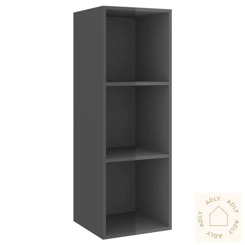 Tv-Benksett 3 Deler Høyglans Grå Konstruert Tre