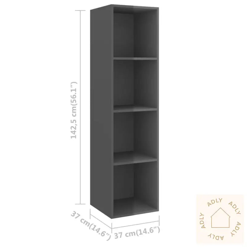 Tv-Benksett 3 Deler Høyglans Grå Konstruert Tre