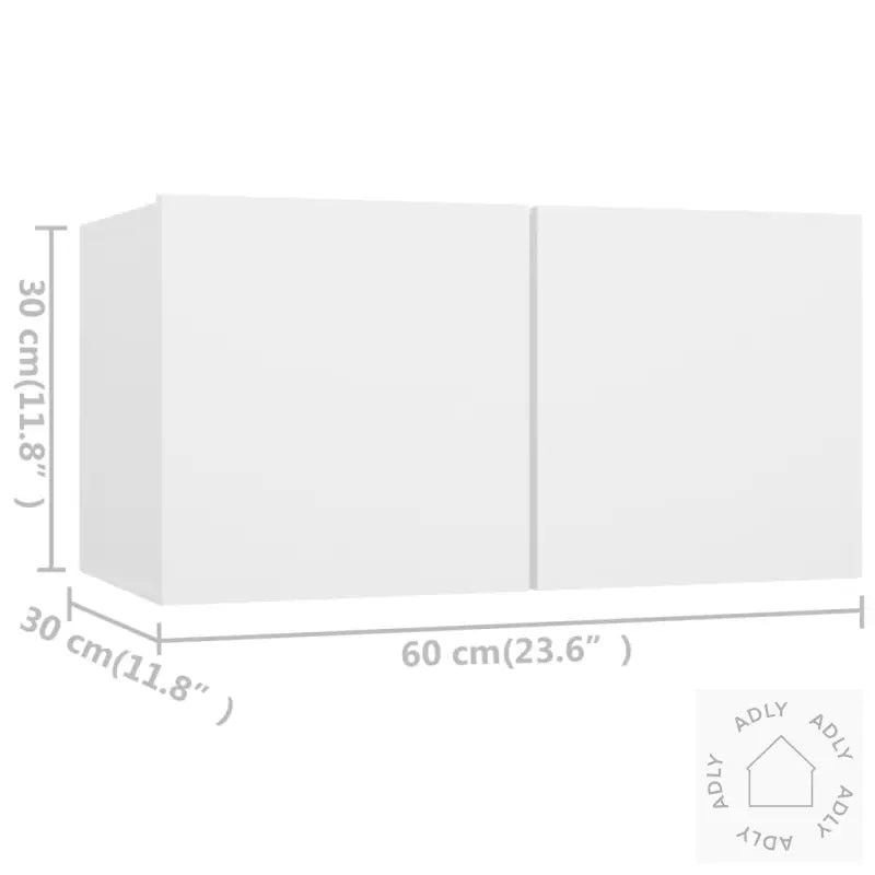 Tv-Benksett 4 Deler Hvit Konstruert Tre