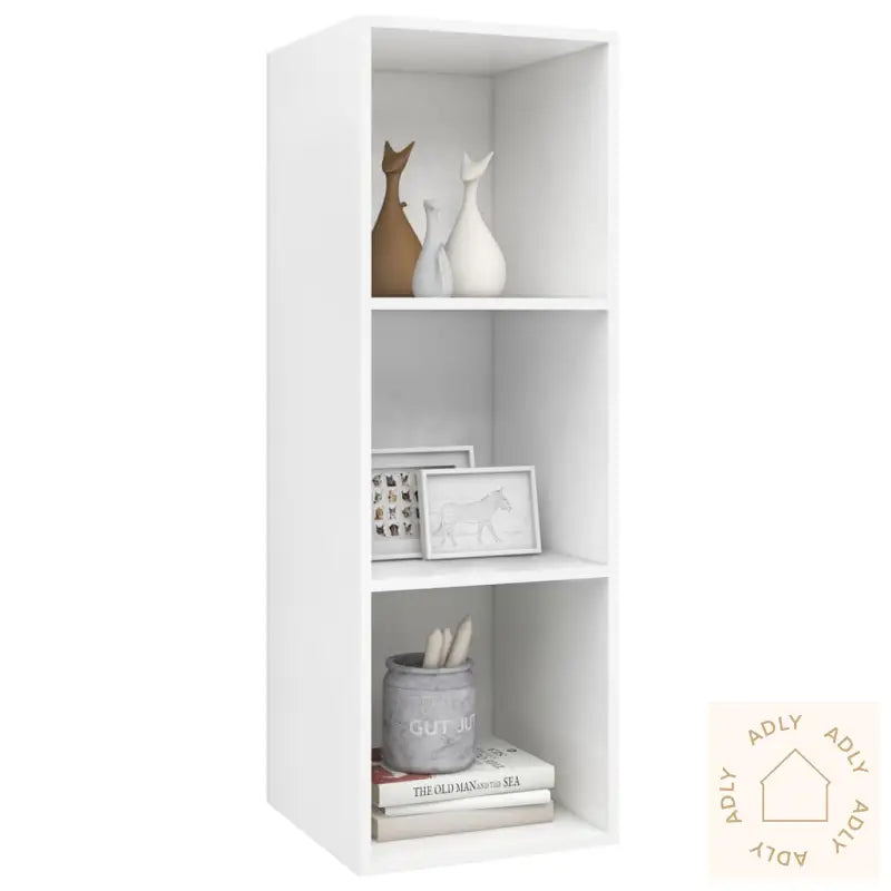 Vegghengt Tv-Benk Hvit 37X37X107 Cm Konstruert Tre