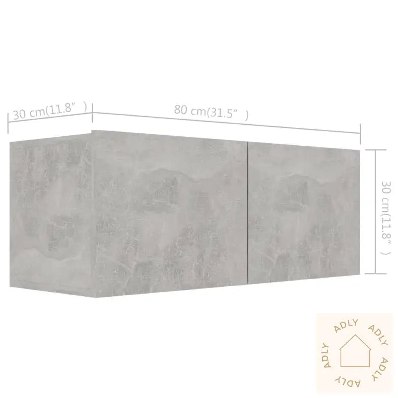 Tv-Benksett 8 Deler Betonggrå Konstruert Tre