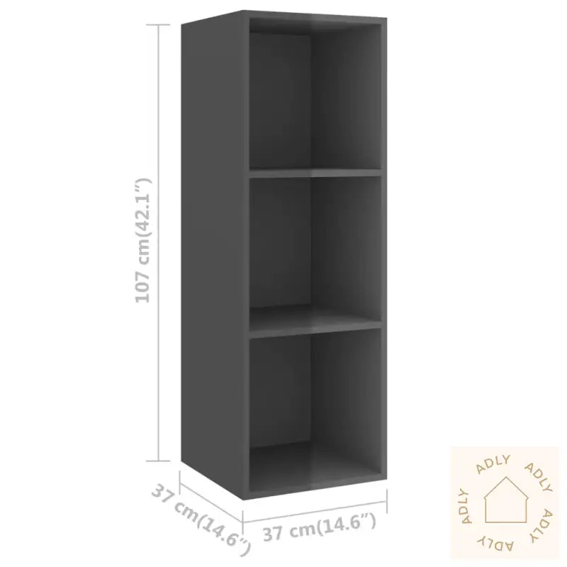 Tv-Benksett 3 Deler Høyglans Grå Konstruert Tre