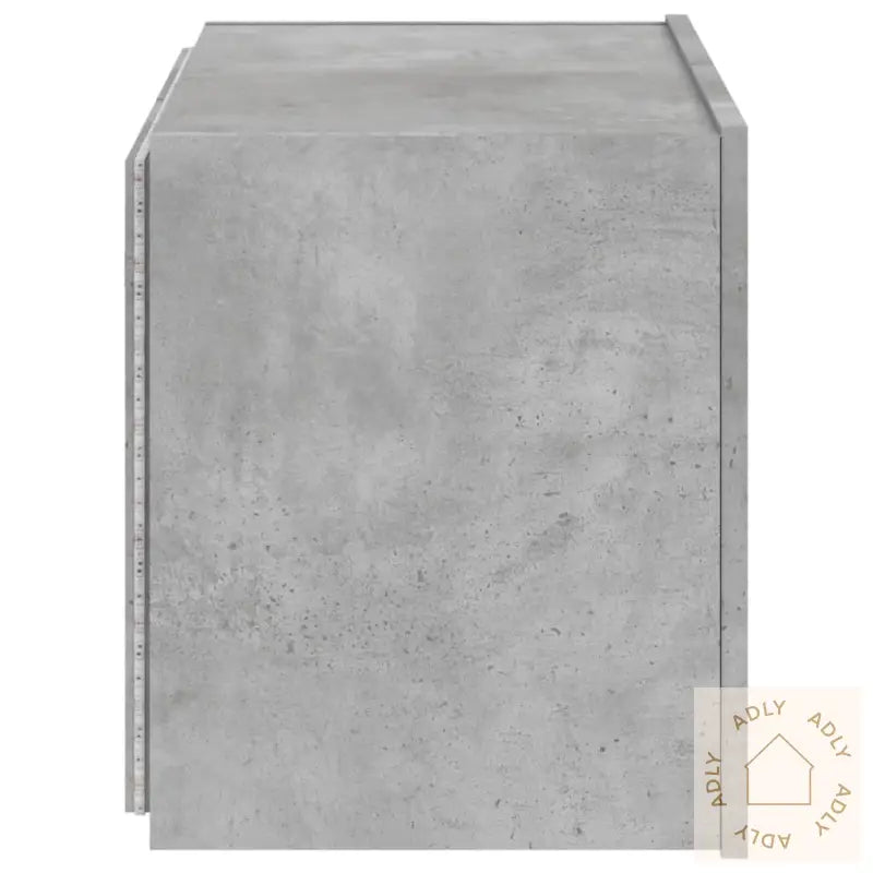 Vegghengt Tv-Benk Med Led-Lys Betonggrå 60X35X41 Cm