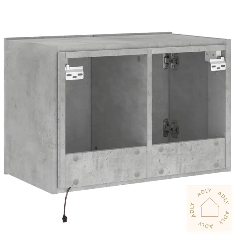 Vegghengt Tv-Benk Med Led-Lys Betonggrå 60X35X41 Cm