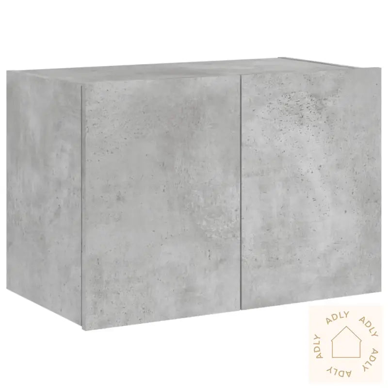 Vegghengt Tv-Benk Med Led-Lys Betonggrå 60X35X41 Cm