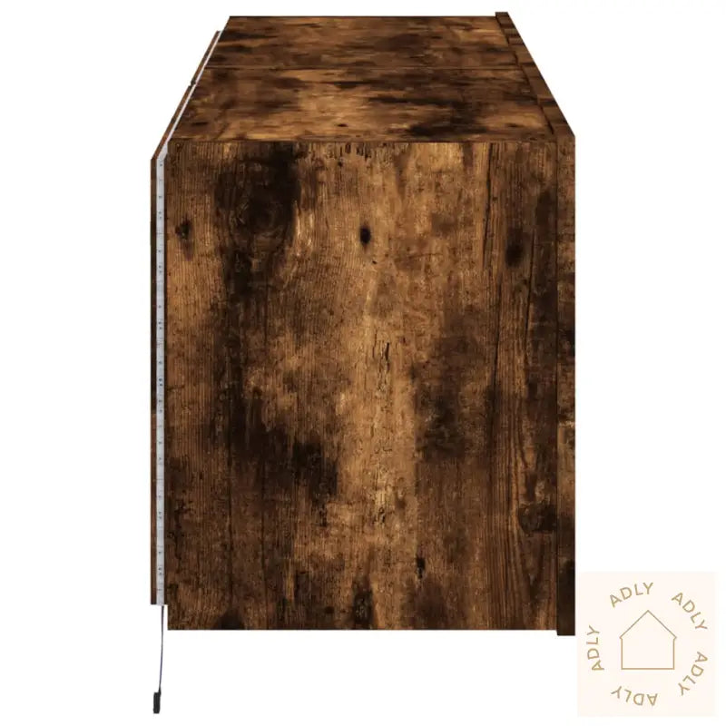 Vegghengte Tv-Benker Med Led-Lys 2 Stk Røkt Eik 60X35X41 Cm