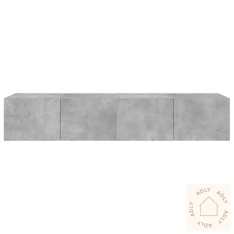 Vegghengte Tv-Benker Med Led-Lys 2 Stk Betonggrå 80X35X31 Cm