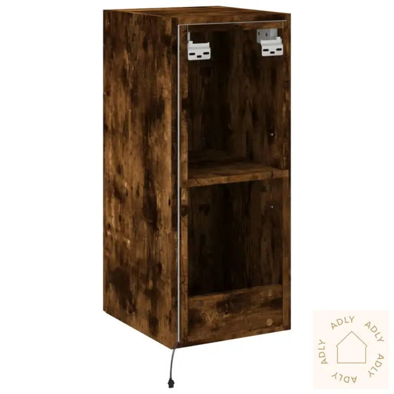 Vegghengt Tv-Benk Med Led Røkt Eik 30,5X35X70 Cm