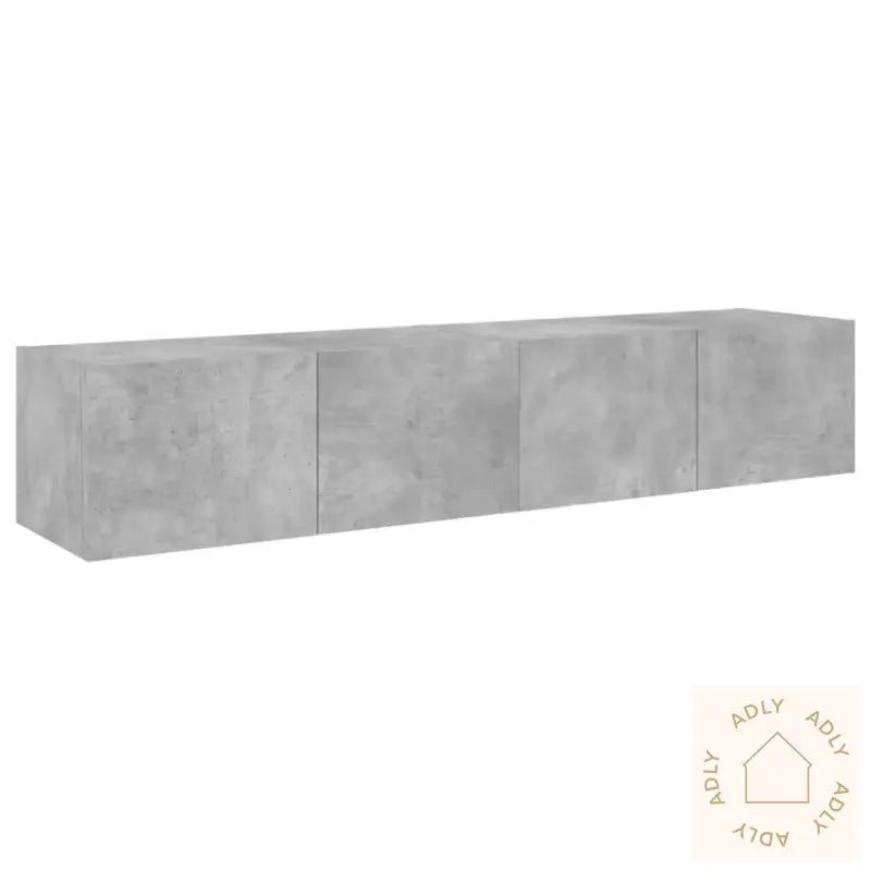 Vegghengte Tv-Benker Med Led-Lys 2 Stk Betonggrå 80X35X31 Cm