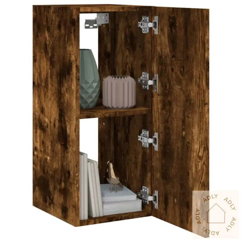 Vegghengt Tv-Benk Med Led Røkt Eik 30,5X35X70 Cm