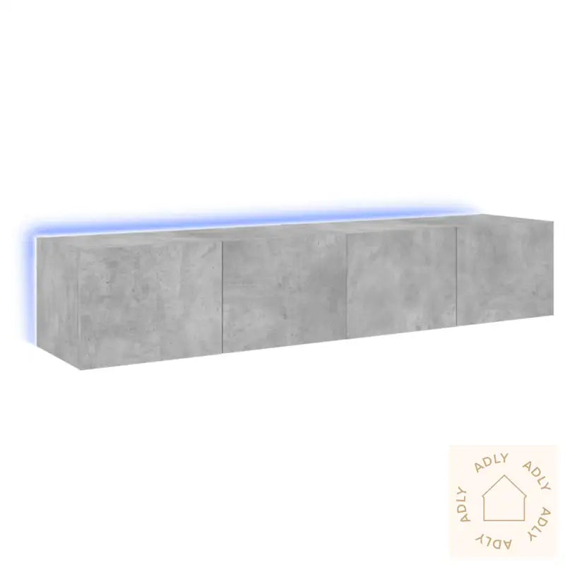 Vegghengte Tv-Benker Med Led-Lys 2 Stk Betonggrå 80X35X31 Cm