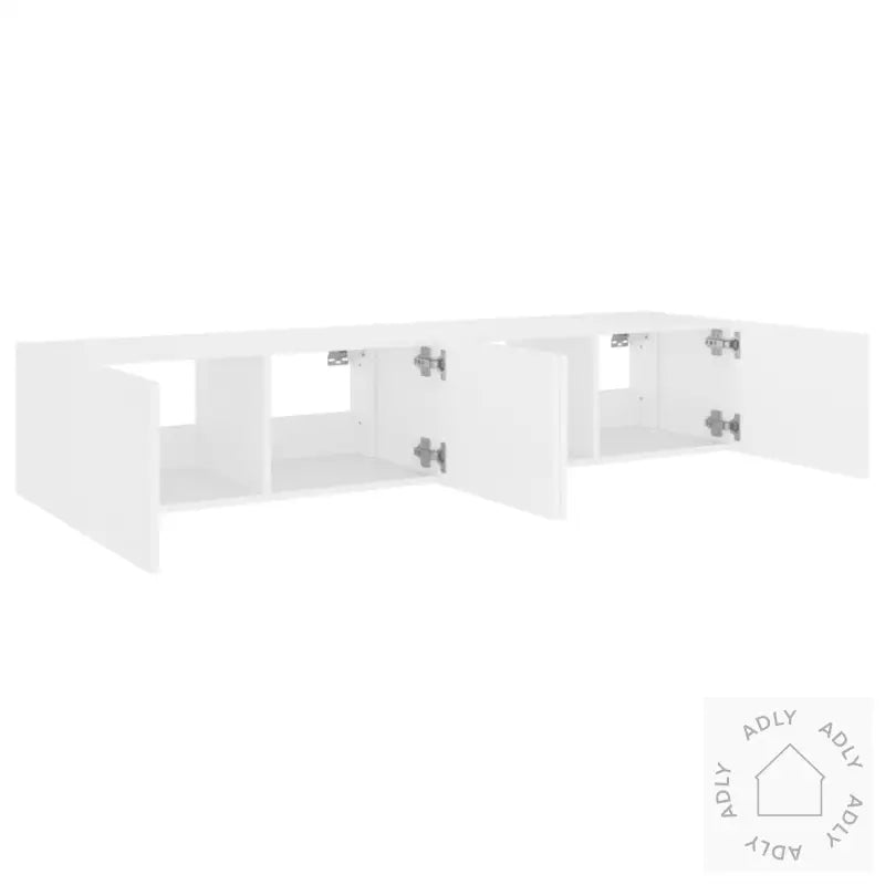 Vegghengte Tv-Benker Med Led 2 Stk Hvit 80X35X31 Cm