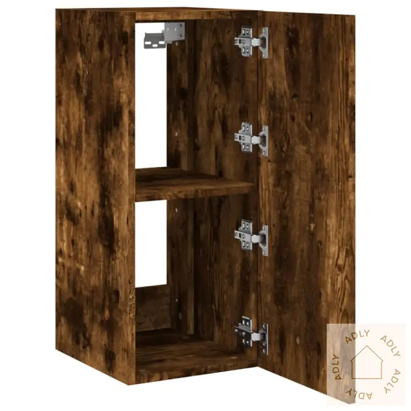 Vegghengt Tv-Benk Med Led Røkt Eik 30,5X35X70 Cm