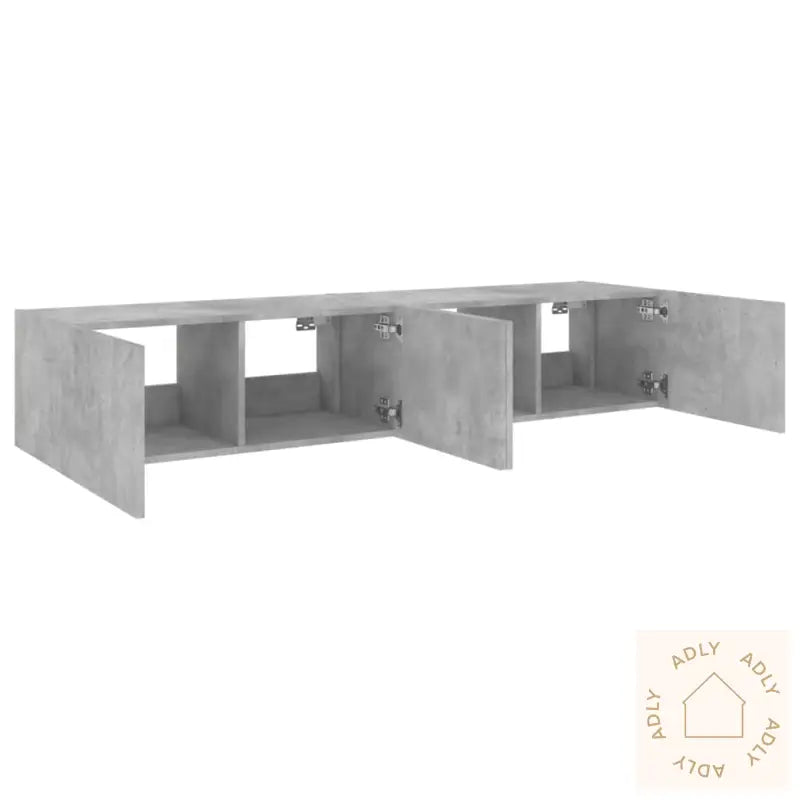 Vegghengte Tv-Benker Med Led-Lys 2 Stk Betonggrå 80X35X31 Cm