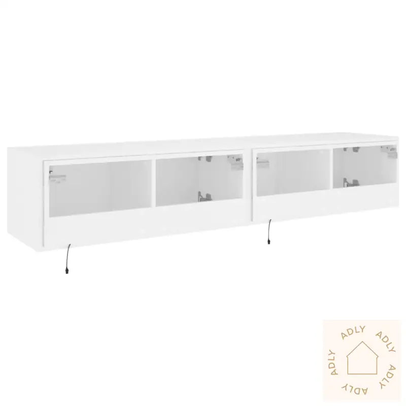 Vegghengte Tv-Benker Med Led 2 Stk Hvit 80X35X31 Cm