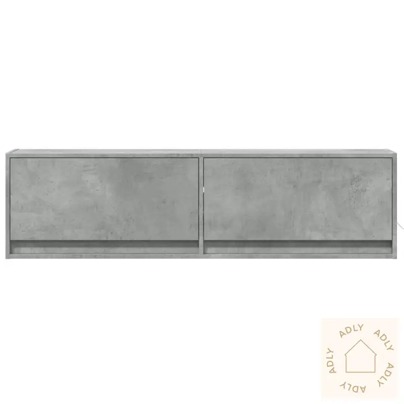 Vegghengt Tv-Benk Med Led-Lys Betonggrå 140X31X38 Cm