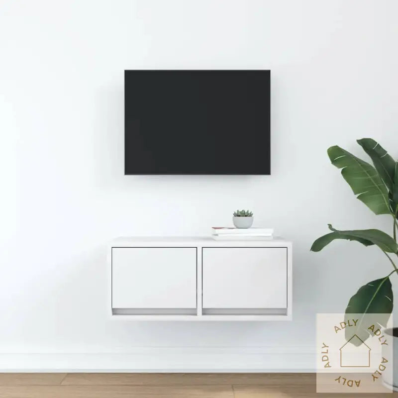 Tv-Benk Hvit 60X31X25,5 Cm Konstruert Tre