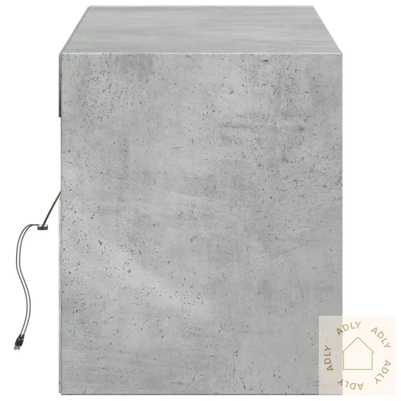 Vegghengt Tv-Benk Med Led-Lys Betonggrå 140X31X38 Cm