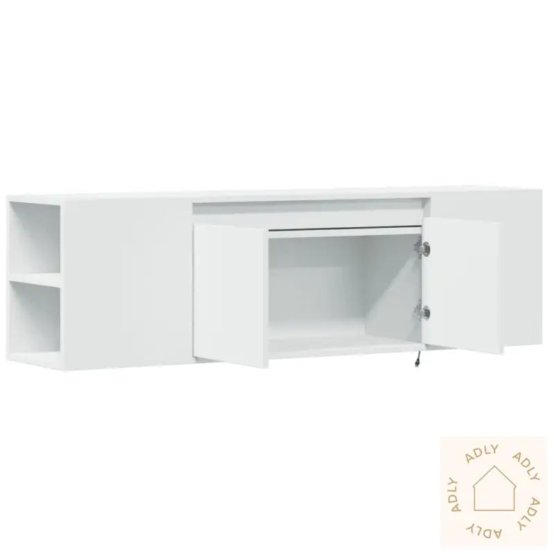 Vegghengt Tv-Benk Med Led Hvit 135X31X39,5 Cm