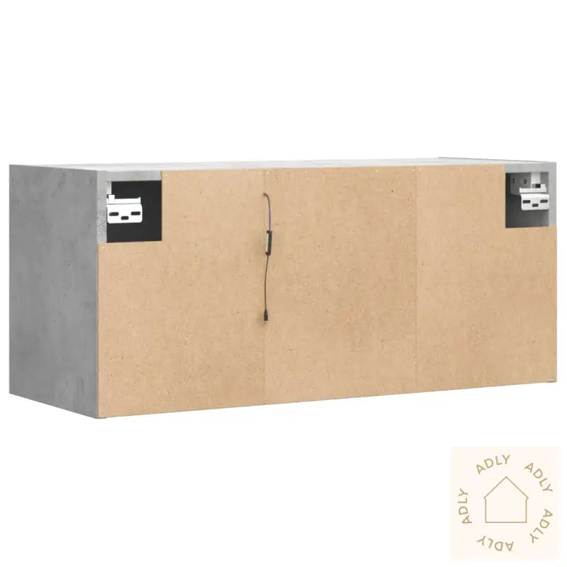 Vegghengt Tv-Benk Med Led-Lys Betonggrå 80X31X35 Cm