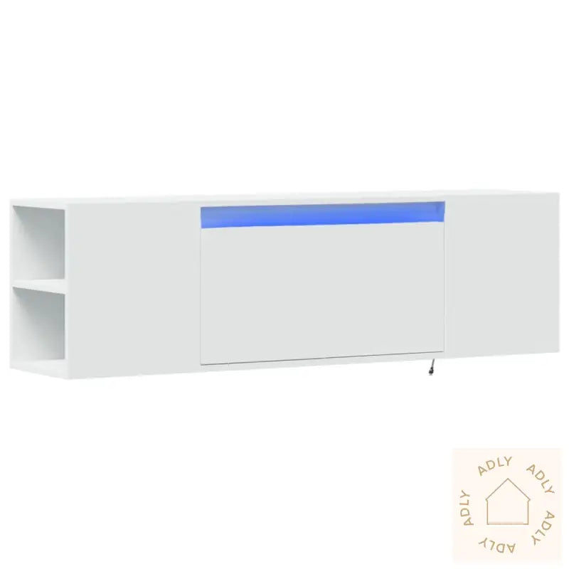 Vegghengt Tv-Benk Med Led Hvit 135X31X39,5 Cm