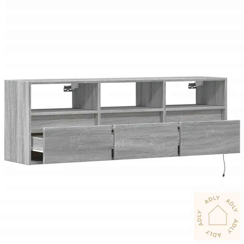 Vegghengt Tv-Benk Med Led Grå Sonoma 130X31X45 Cm