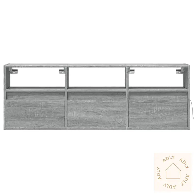 Vegghengt Tv-Benk Med Led Grå Sonoma 130X31X45 Cm