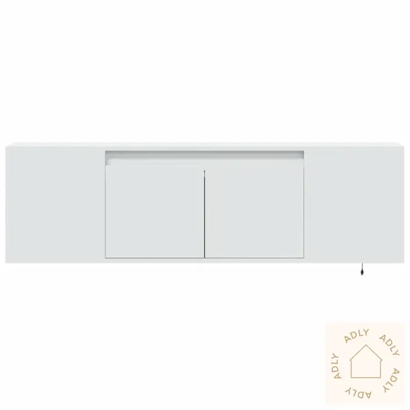 Vegghengt Tv-Benk Med Led Hvit 135X31X39,5 Cm