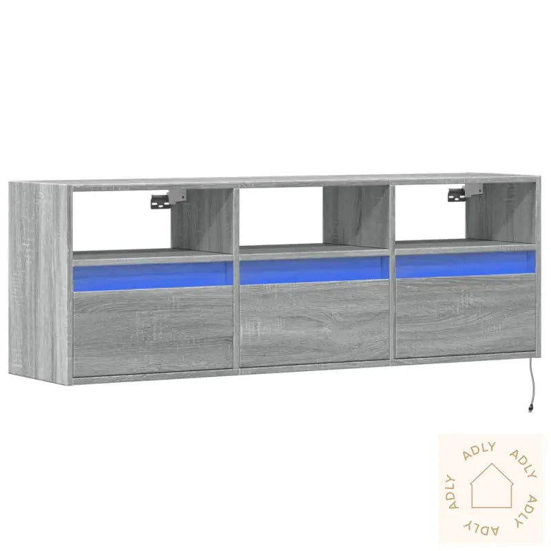 Vegghengt Tv-Benk Med Led Grå Sonoma 130X31X45 Cm