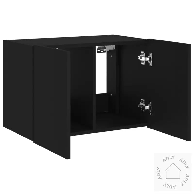 Vegghengt Tv-Benk Med Led Svart 60X35X41 Cm