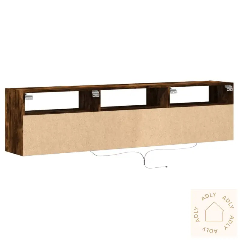Vegghengt Tv-Benk Med Led Røkt Eik 180X31X45 Cm